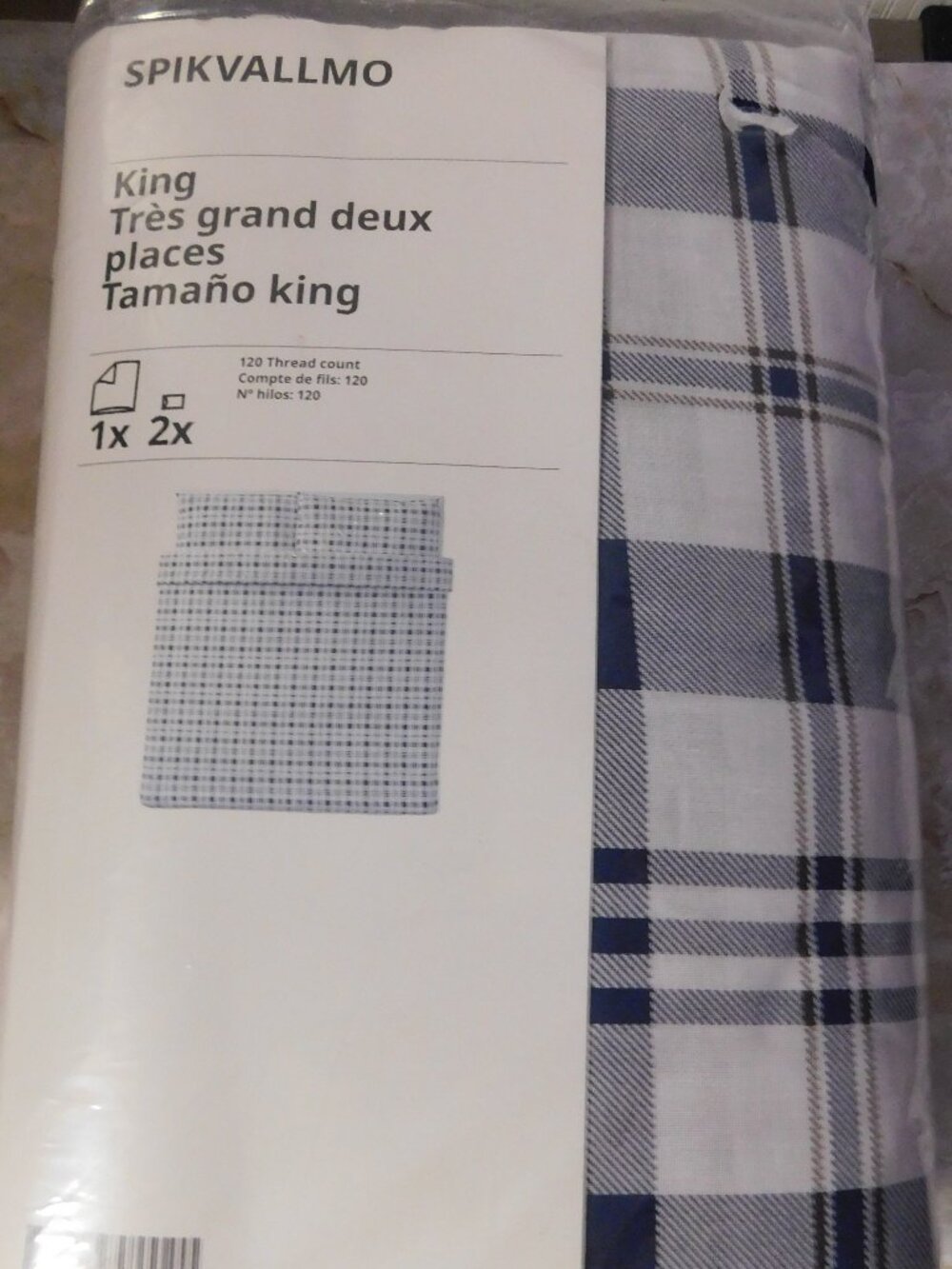 NEW Ikea SPIKVALLMO Duvet cover and pillowcase(s) King